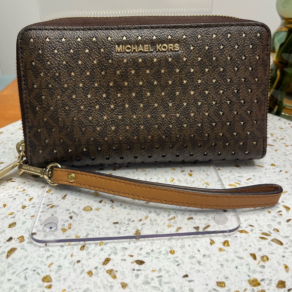 Michael Kors Gold Star Pattern Leather Wallet
